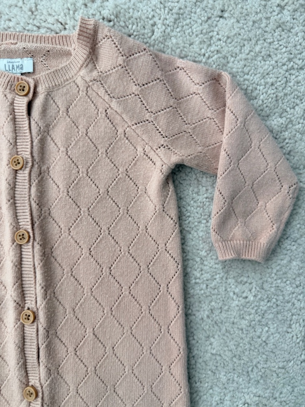 Laughing Llama Pink Knit Footed One-Piece - Picture 4 of 9